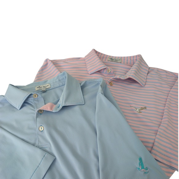 Peter Millar Other - Peter Millar Summer‎ Comfort Polo Shirts Mens XL Lot of 2 Stripe Blue Pink Golf